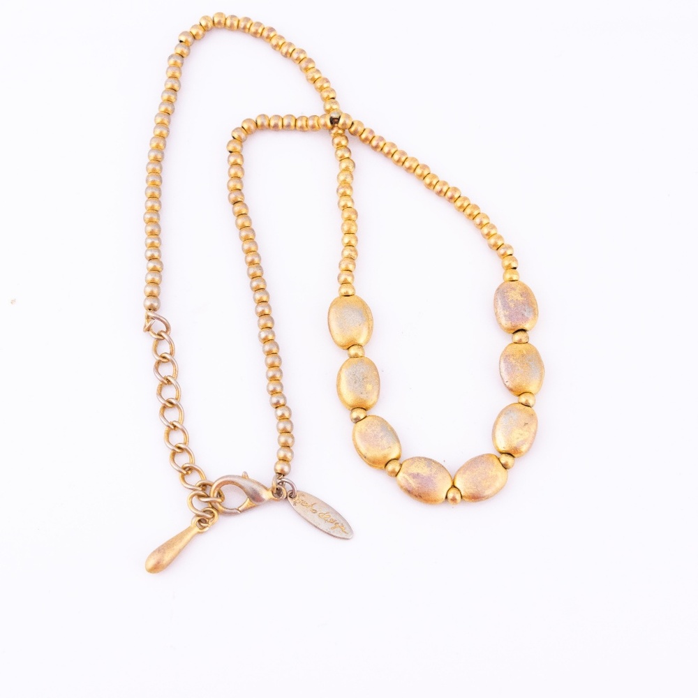Gold Painted Bead Short Necklace